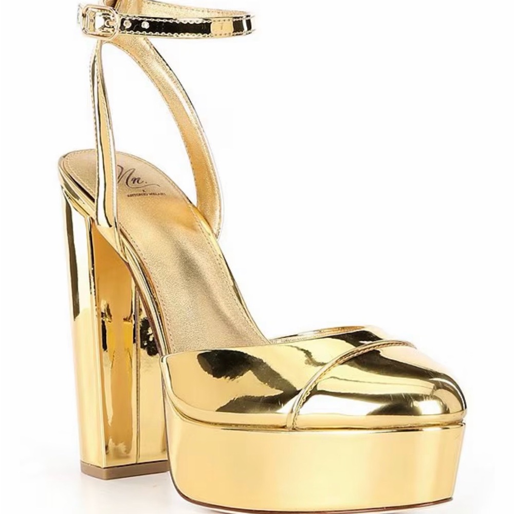 ANTONIO MELANI Shiny Gold Platform Heels